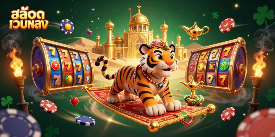 Experience exciting wins with สล็อตเว็บตรง in a vibrant, animated casino slot scene.