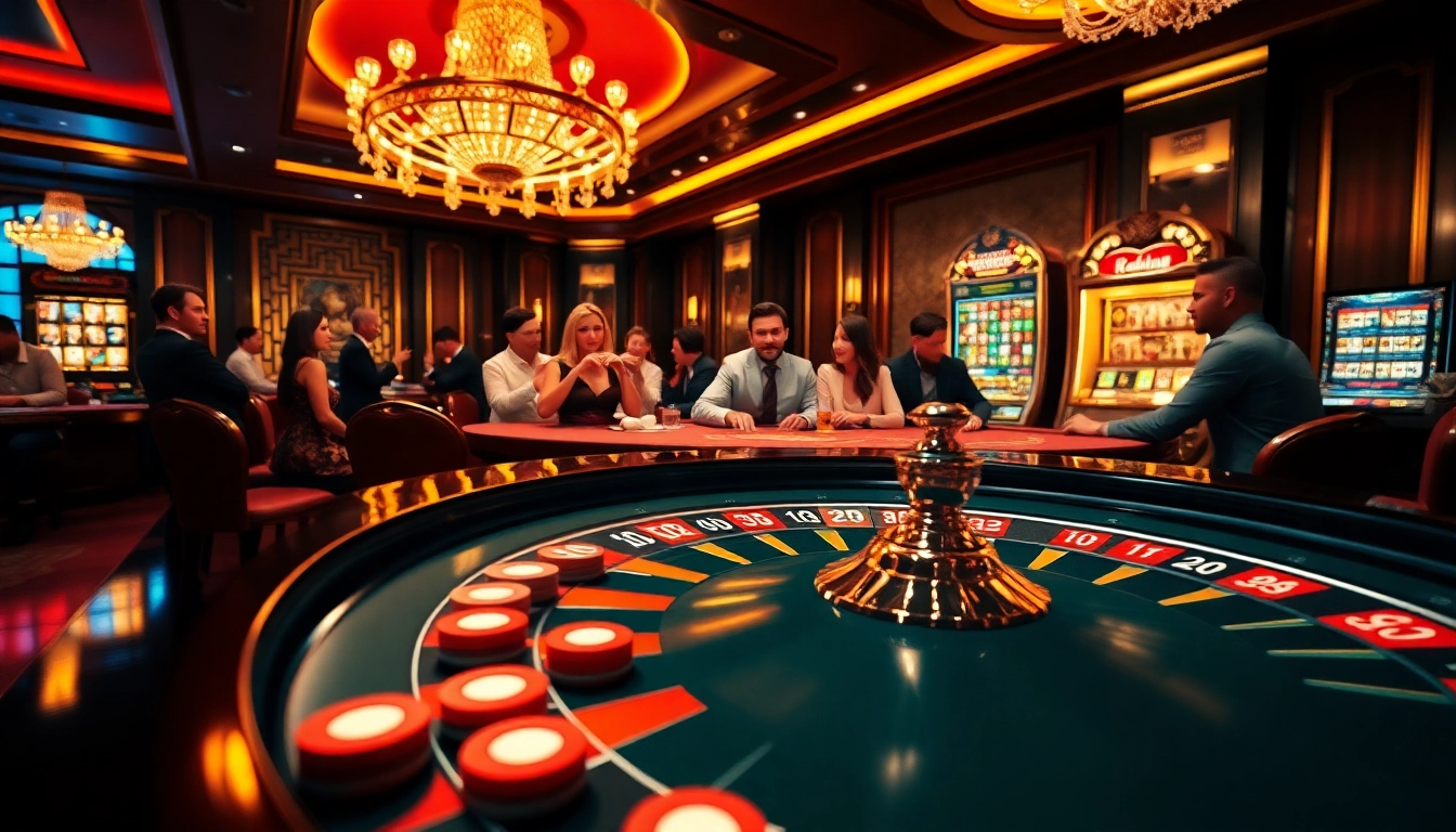 Haywin casino scene with players engaged in thrilling Blackjack and roulette games.