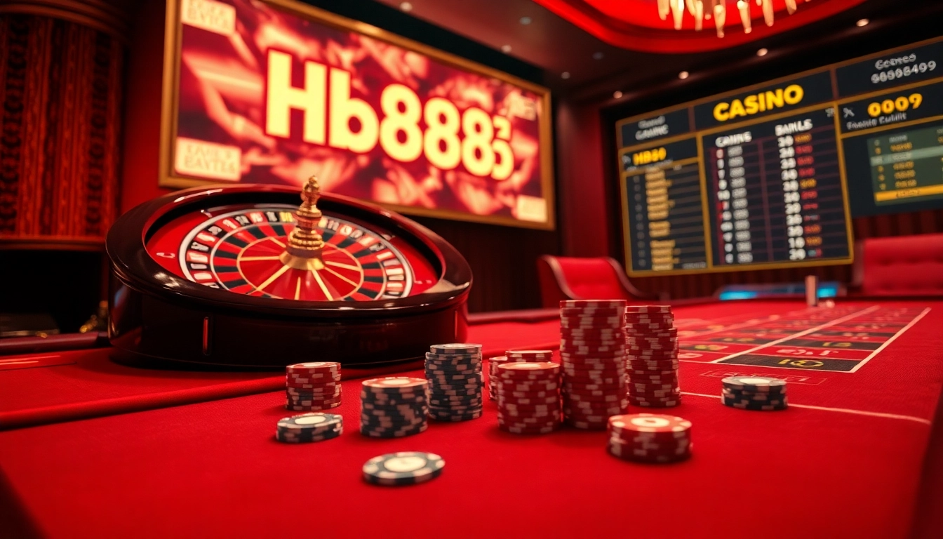 Experience the excitement of HB88 online gambling with a vibrant casino interface and roulette table.