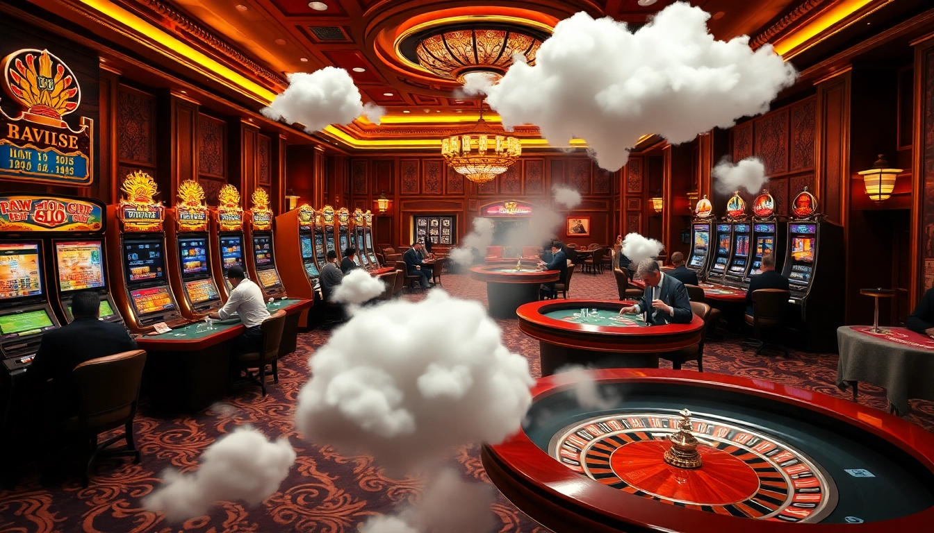 Experience the thrill of Giải mã giấc mơ in a luxurious casino, with players engaging in strategic gameplay.