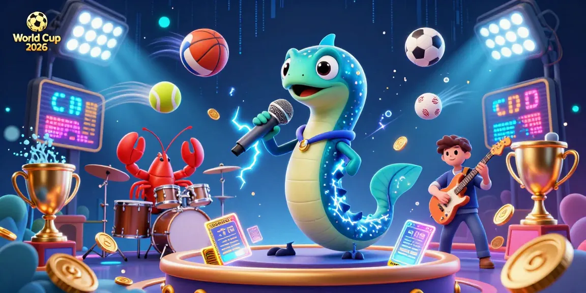 Experience the excitement of World Cup 2026 with an electric eel DJ and vibrant casino elements.