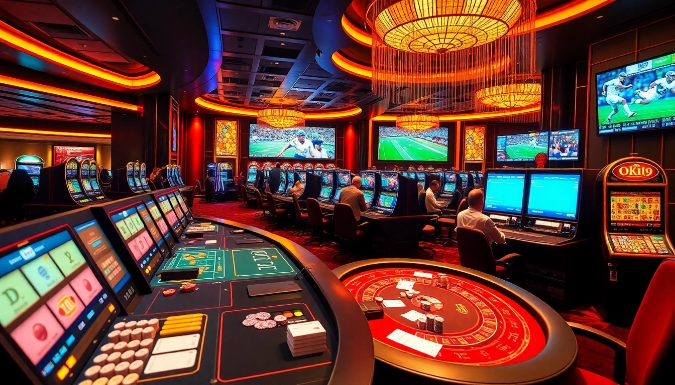 Experience thrilling sports betting at OK9 with luxurious tables and vibrant action