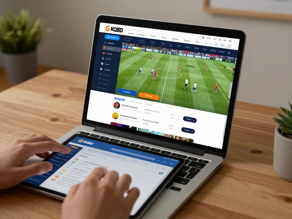 Engaging with KQBD live football updates on a tablet in a cozy home setting