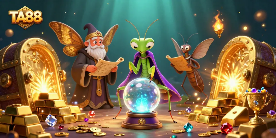 TA88 brings luck with a fortune teller and gold treasures in a magical casino scene.