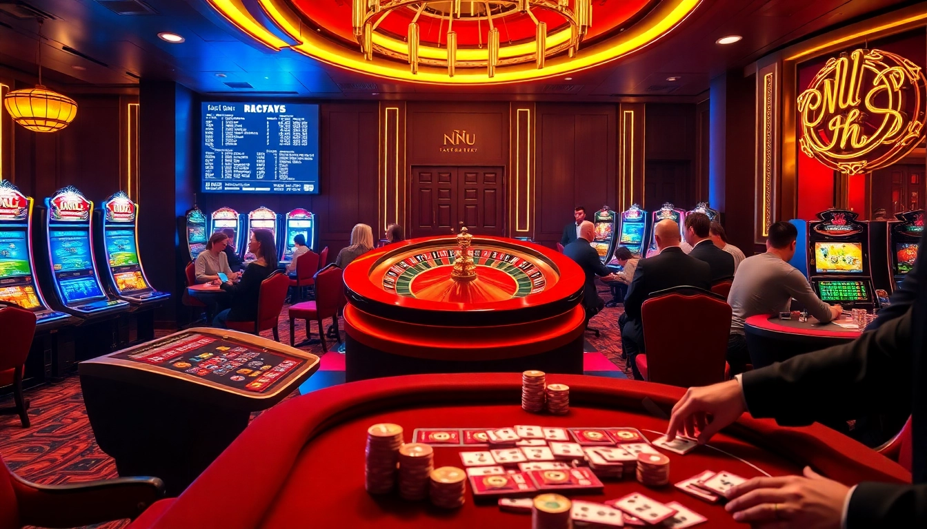 Experience the thrill of gambling as players enjoy no hu excitement at colorful casino tables.