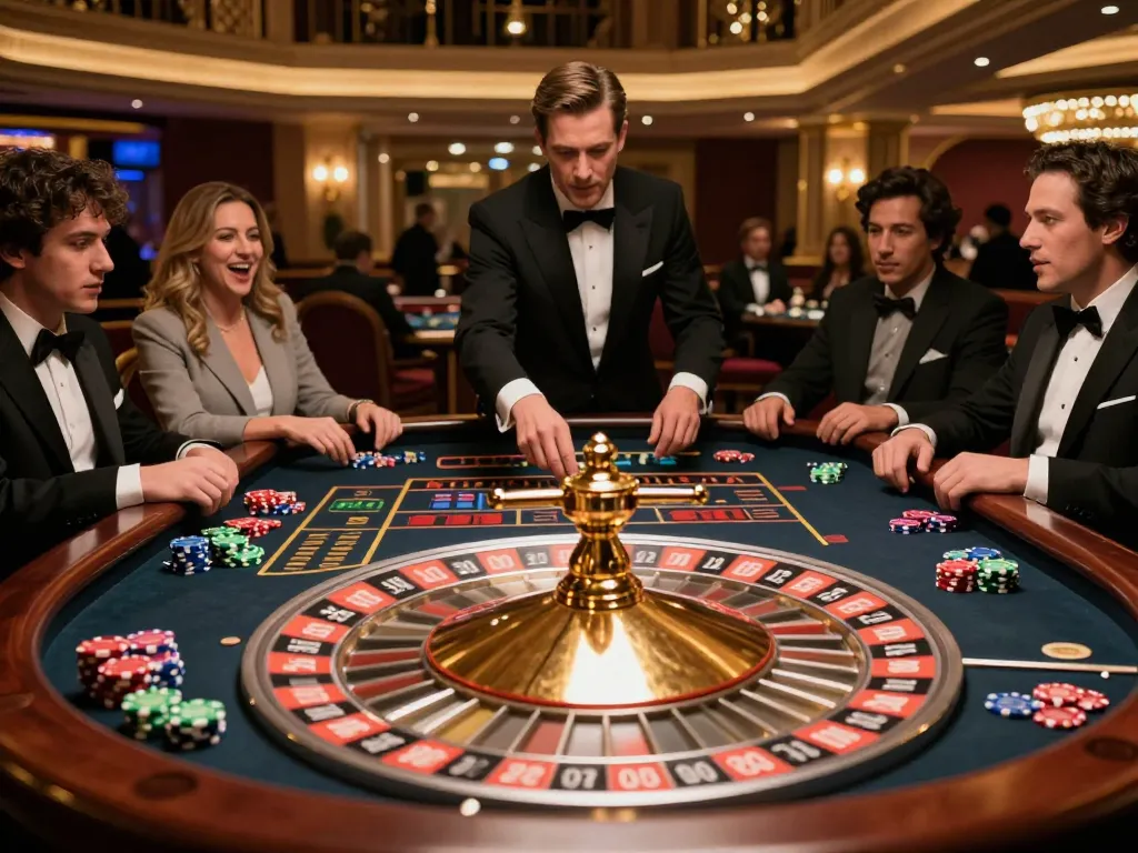 TR88 roulette game in progress, players betting with colorful chips in a glamorous casino setting.