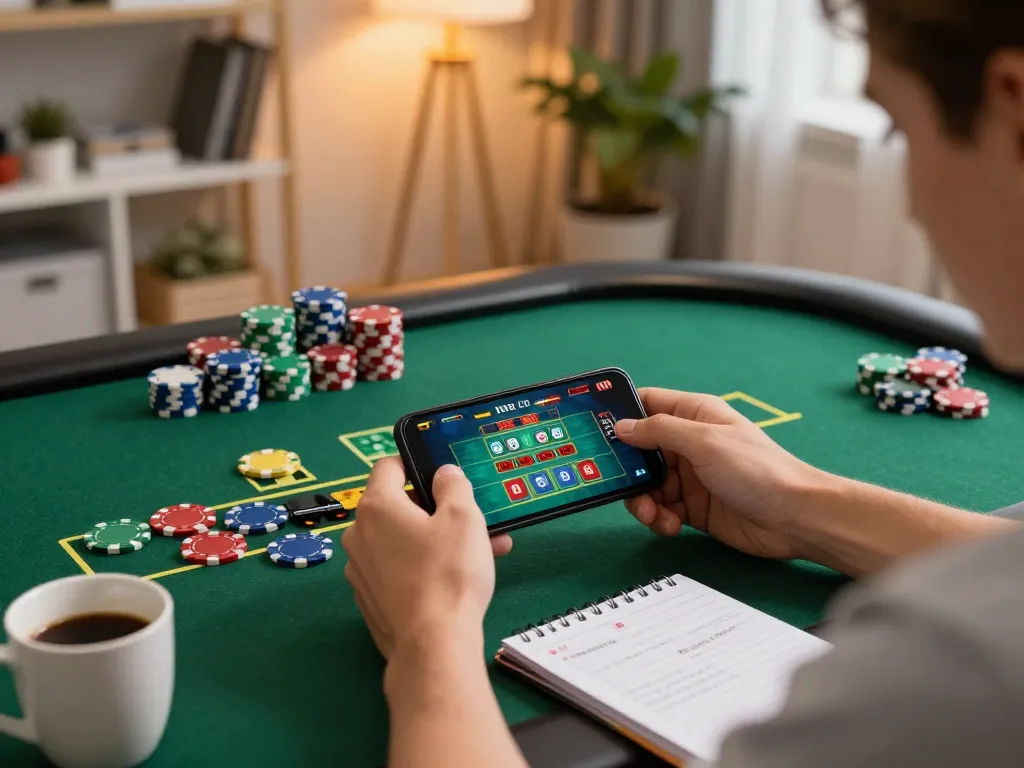 Player engaging in an online blackjack session on mobile, highlighting the strategic approach to mb66 gambling.