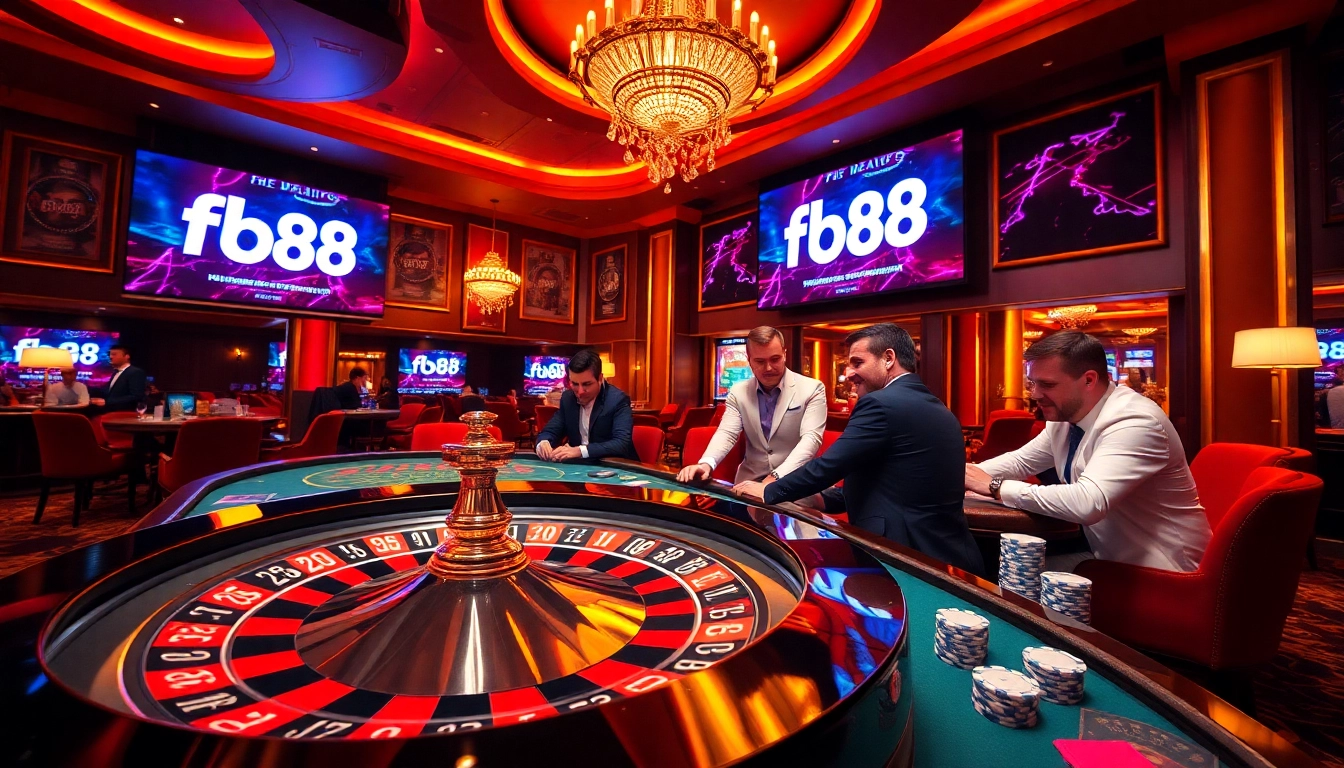 Experience the excitement of gambling at fb88 with vibrant casino tables and energetic players.