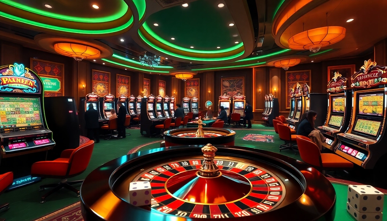 Experience thrilling games at c54.gb.net with a dynamic casino scene featuring roulette, poker chips, and slots.