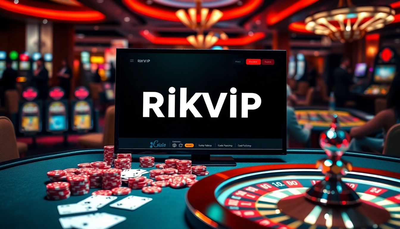 Experience rikvip's thrilling online casino games surrounded by vibrant atmosphere and luxury.