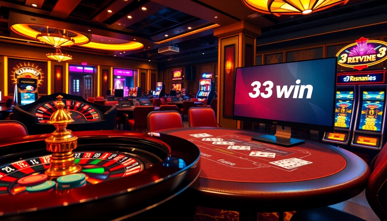 Experience thrilling gameplay at 33win with vibrant roulette and poker tables.