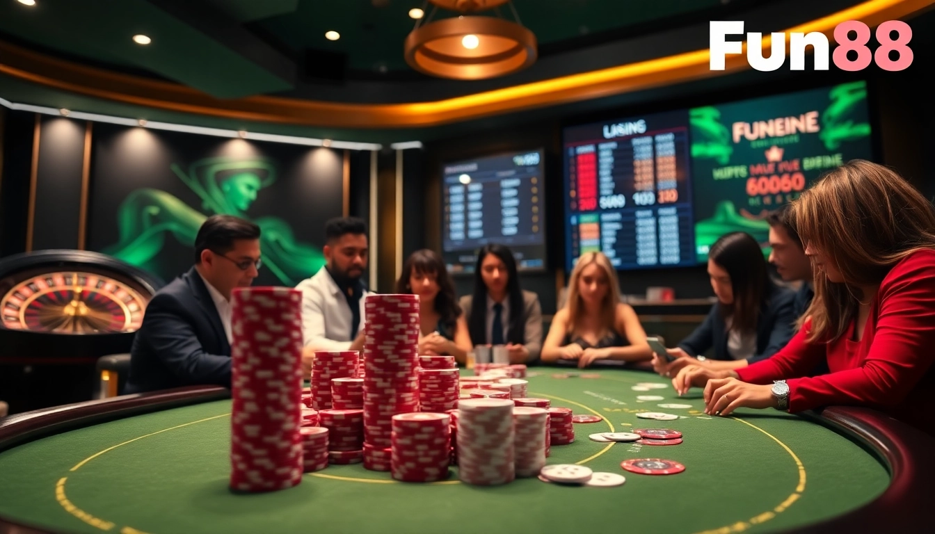Experience the excitement of gambling at Fun88's vibrant online casino with poker and roulette.