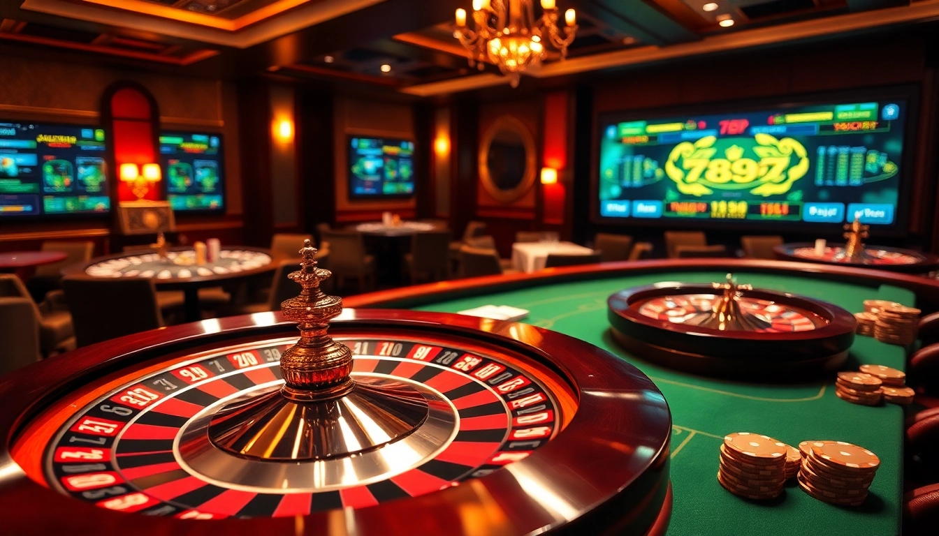 Players engage in thrilling games at 789p casino, showcasing luxury poker tables and a vibrant atmosphere.