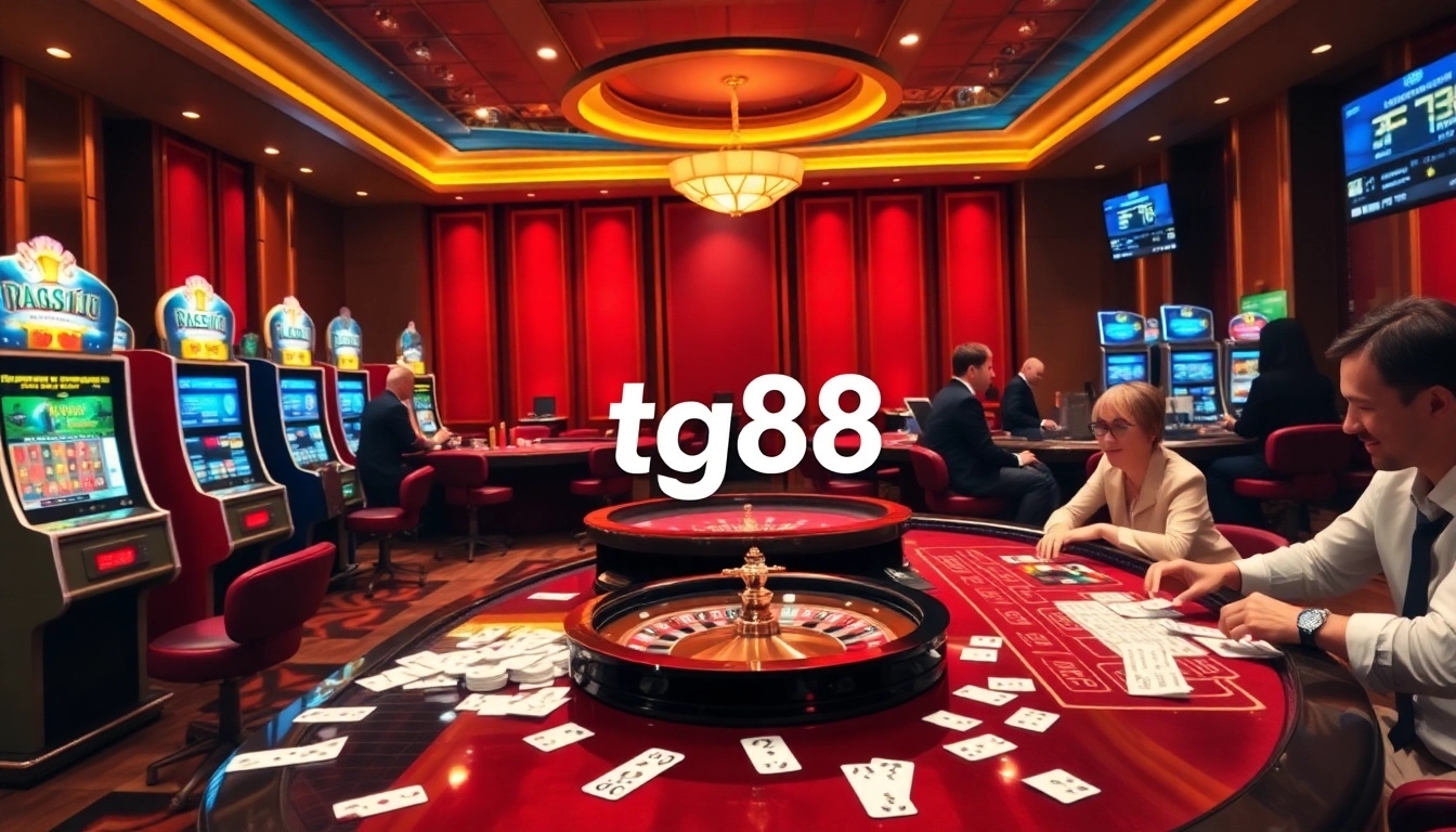 Experience thrilling gaming moments at tg88's professional casino, showcasing vibrant slots and engaging poker tables.