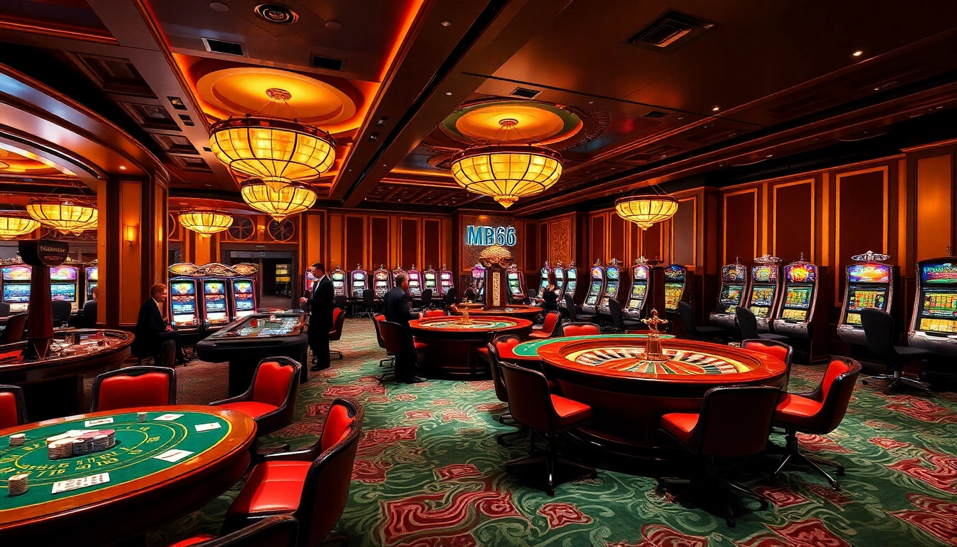 Experience the thrill of MB66 as players engage in high-stakes casino games amidst luxury and excitement.