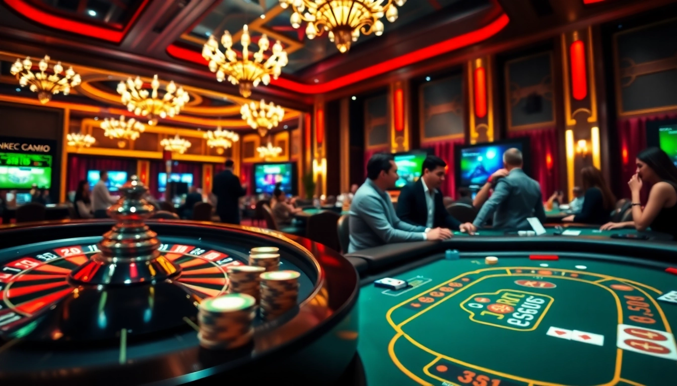 Engaged players enjoying various games at NK88's luxurious online casino.