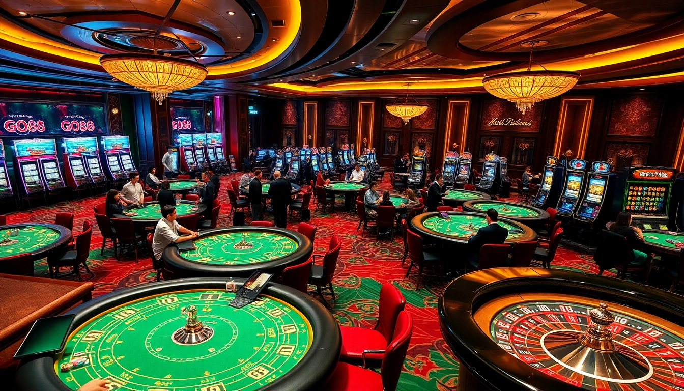 Experience the excitement of Go88 with vibrant gaming tables and slot machines.
