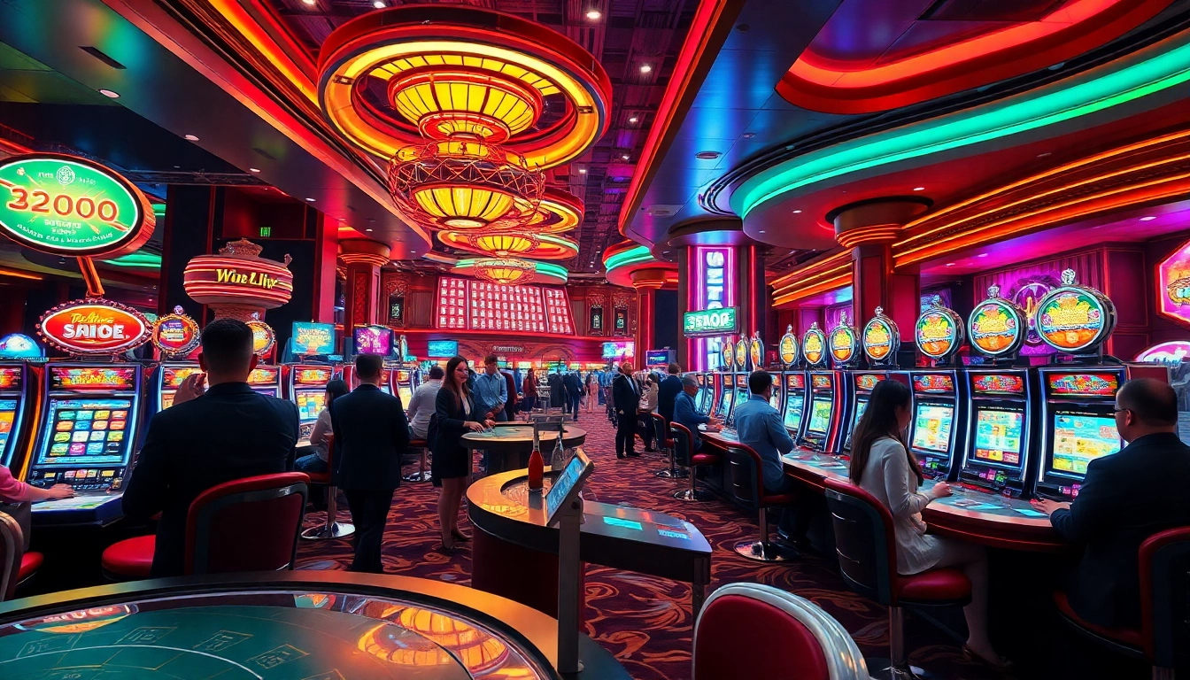 Casino gaming scene at winvn88.live featuring diverse players enjoying various games in a luxurious environment.