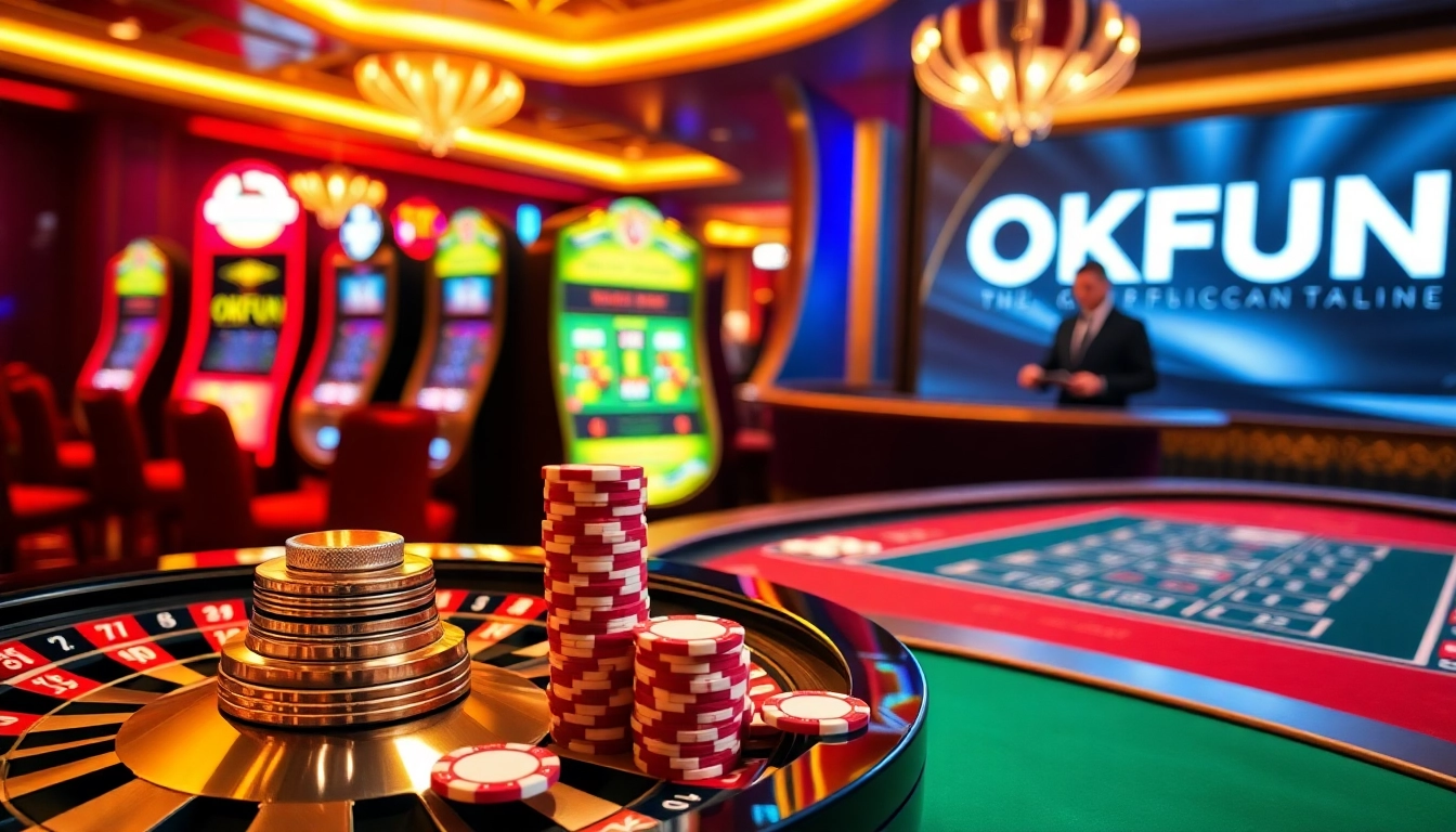 Engaging players with stunning OKFUN gambling visuals at a luxurious casino.