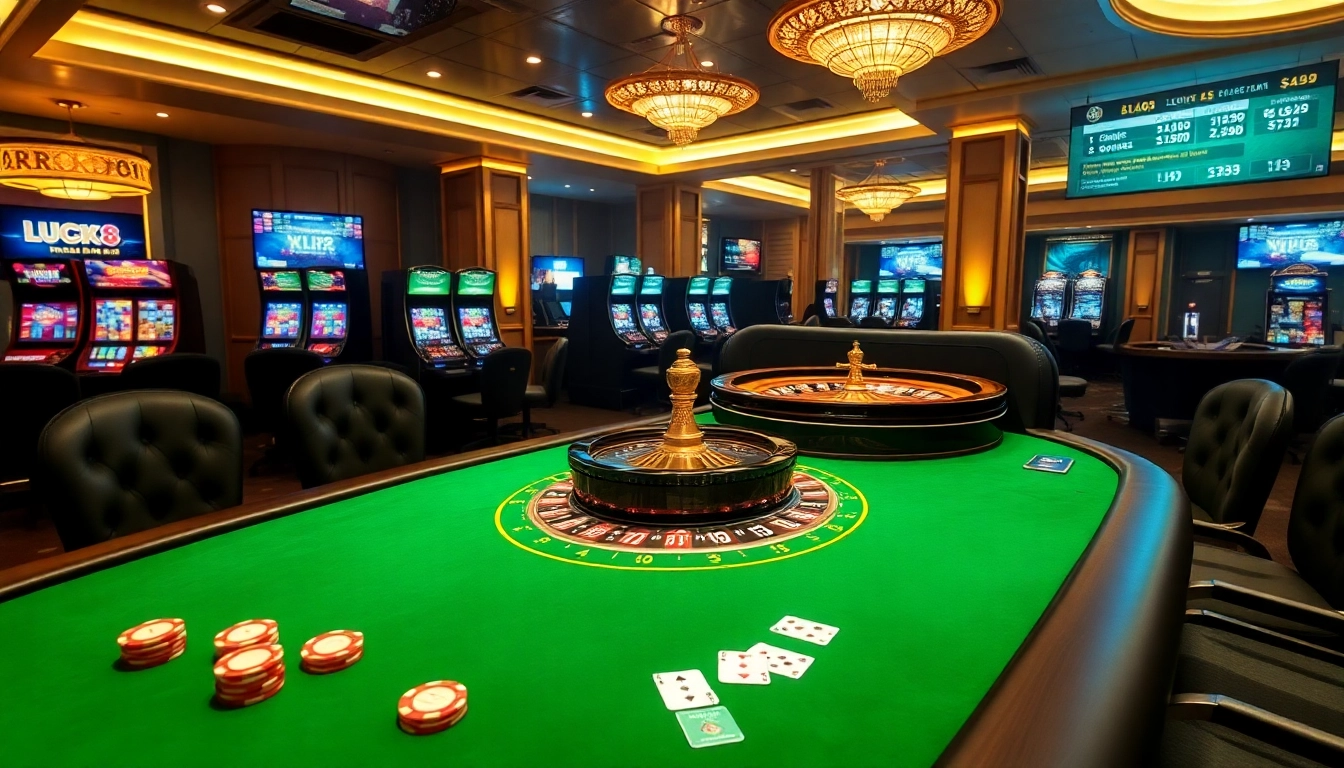 Experience the thrilling ambiance of LUCK8 VIP gaming with luxurious casino elements.