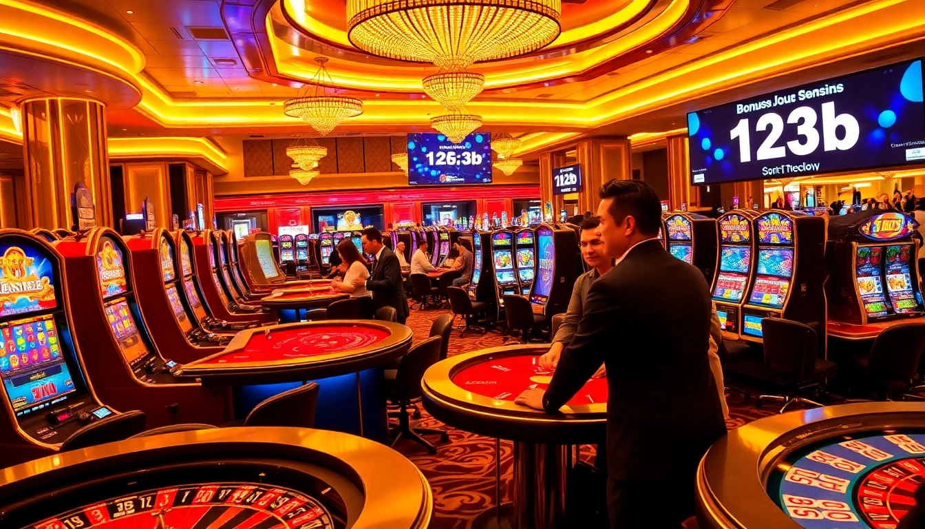 123b players enjoying a vibrant casino atmosphere with exciting gaming tables.
