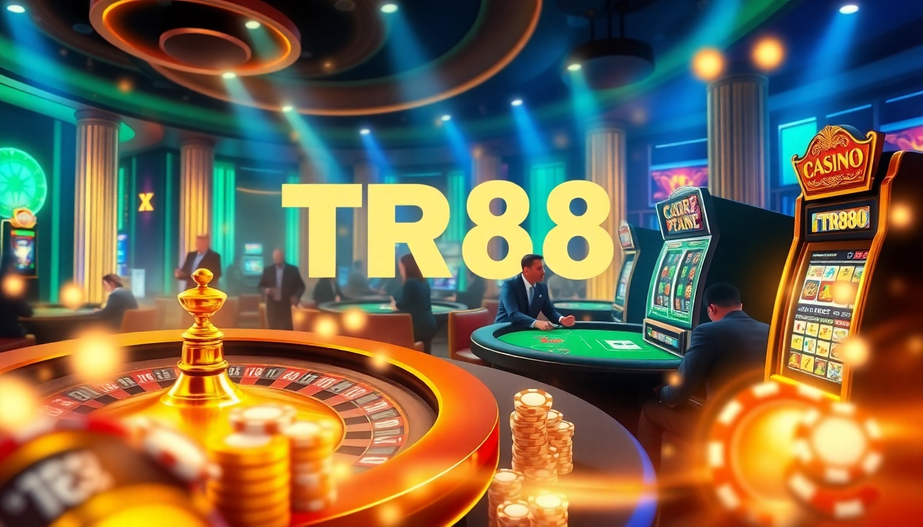 Experience TR88's thrilling casino environment with vibrant gaming visuals and engaging players.