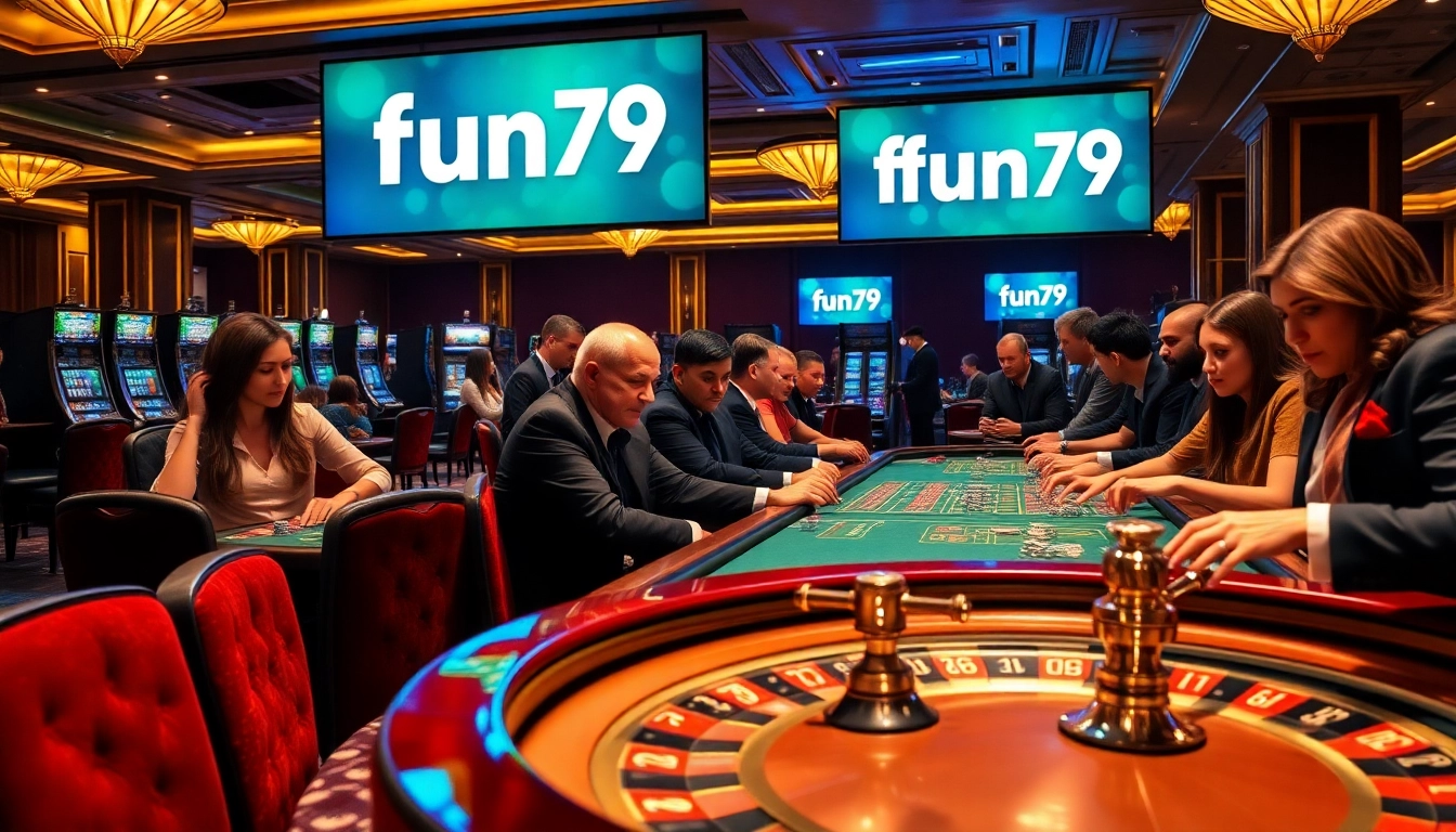 Experience thrilling gameplay at fun79 with vibrant casino tables and excited players.