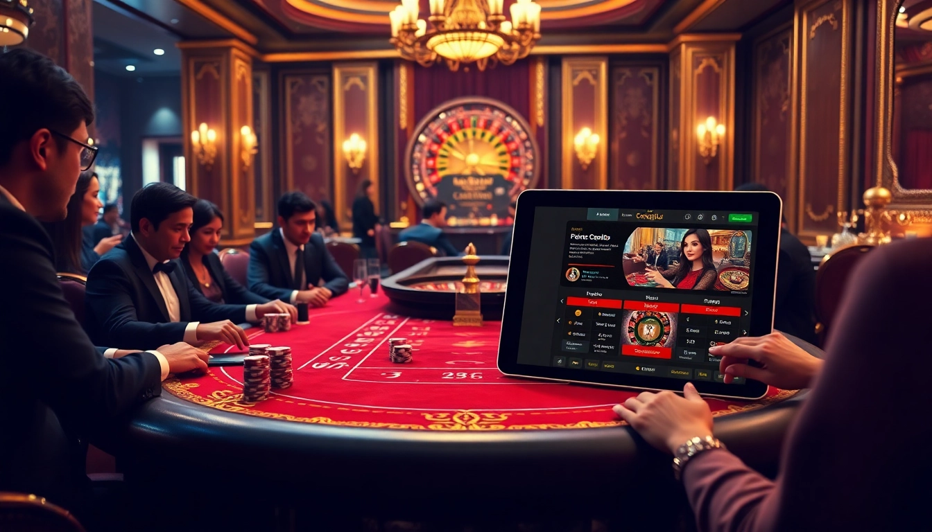 Engaging poker players strategizing at the Bongdalu casino table, featuring chips and a roulette wheel.