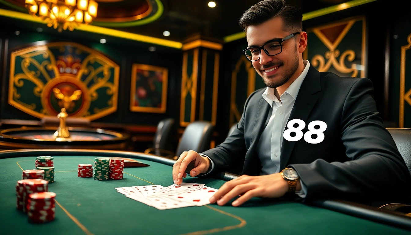 Experience the elegance and thrill of UU88 with an exciting poker table scene.