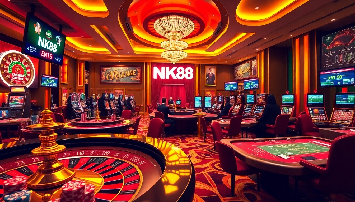 Experience thrilling gameplay at NK88 online casino with live dealers and vibrant gaming elements.