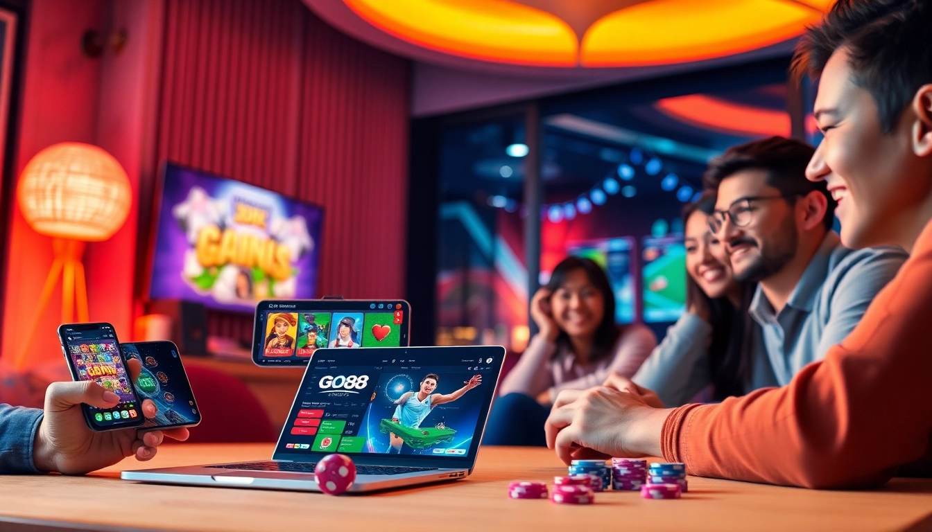 Experience the thrill of Go88 with engaging online gaming visuals, showcasing dynamic interfaces and diverse players.