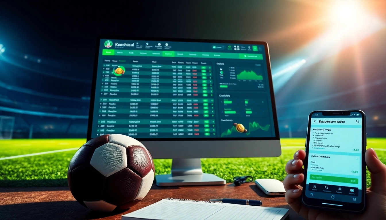 Real-time football betting odds displayed on Keonhacai platform interface.