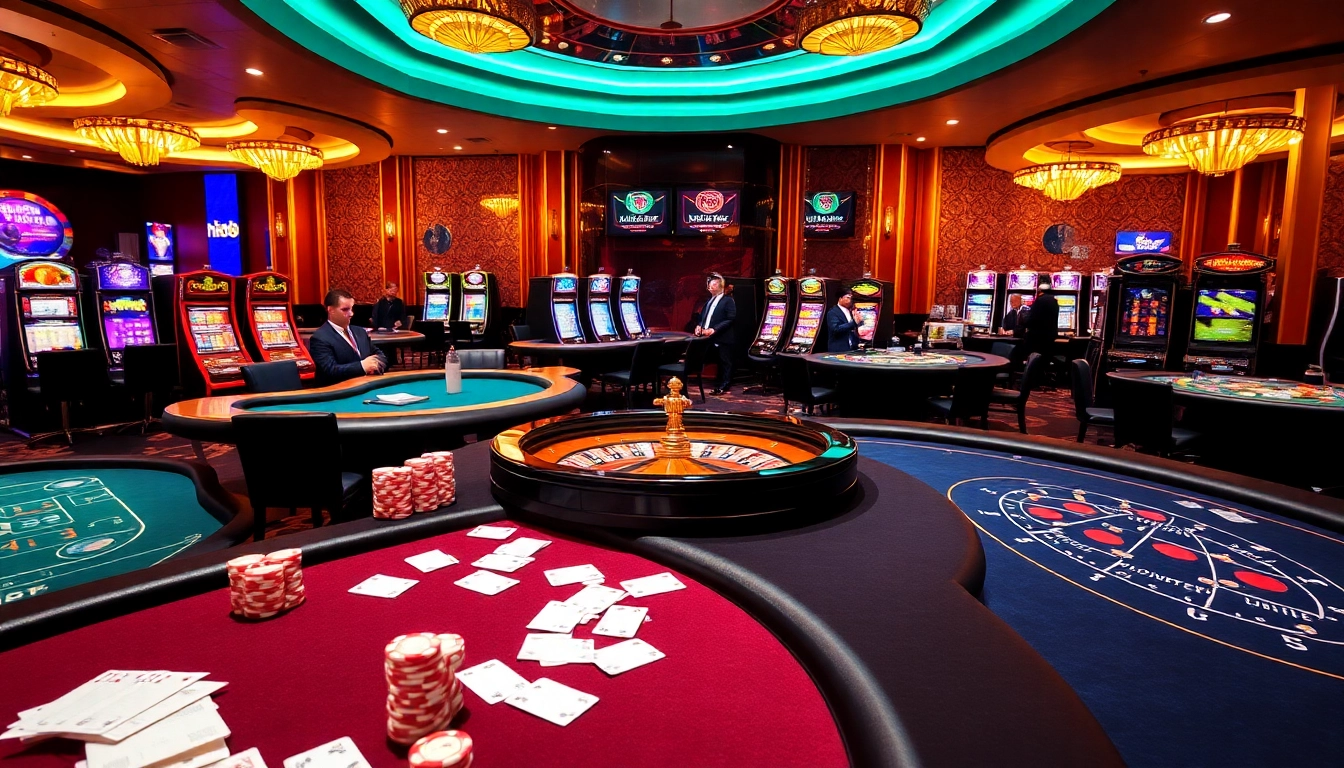 Enjoying a thrilling gaming experience at hz88 casino with vibrant tables and excited players.