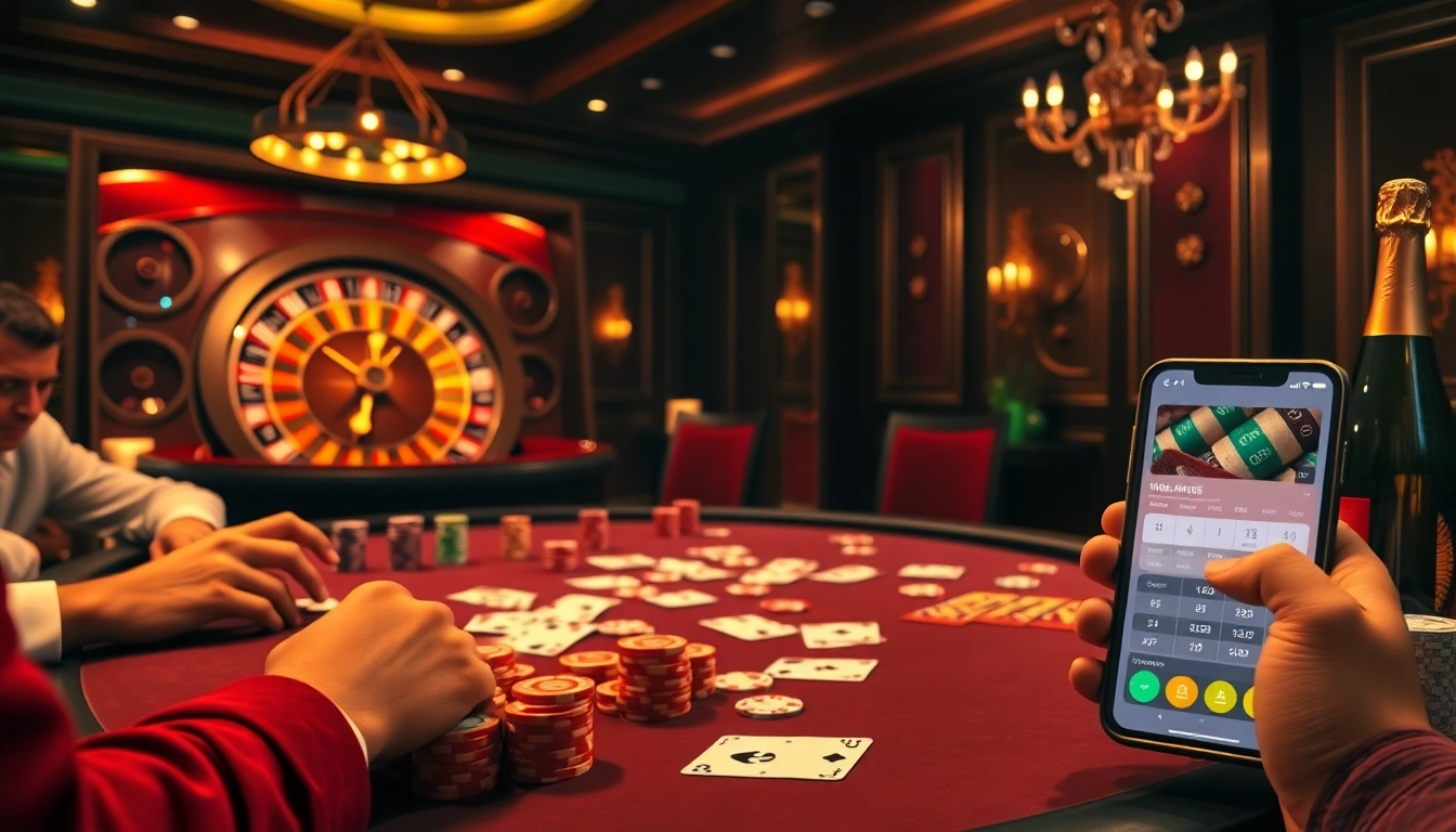 Gamblers engaging at a luxurious casino table in an exciting haywin atmosphere.