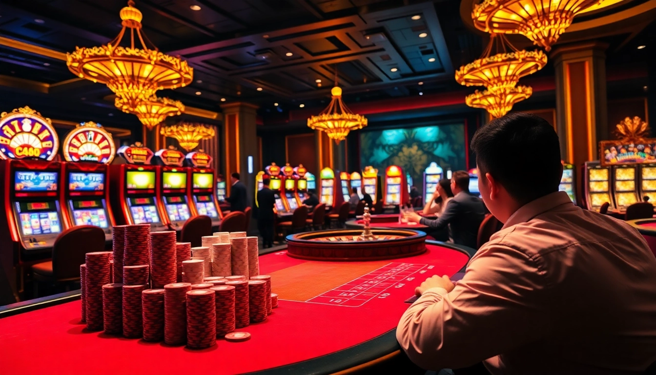 Engaging casino gameplay at https://nk88.sbs/ featuring a vibrant poker table and dynamic roulette wheel.