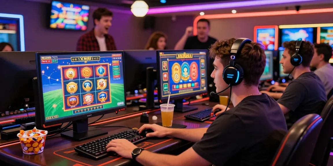 Player enjoying XN88 online casino games in a vibrant gaming space.