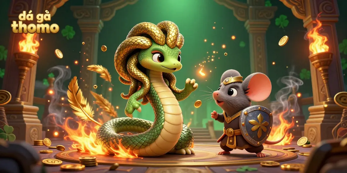 Experience thrilling đá gà thomo action in a vibrant 3D illustration featuring dynamic characters and ornate details.