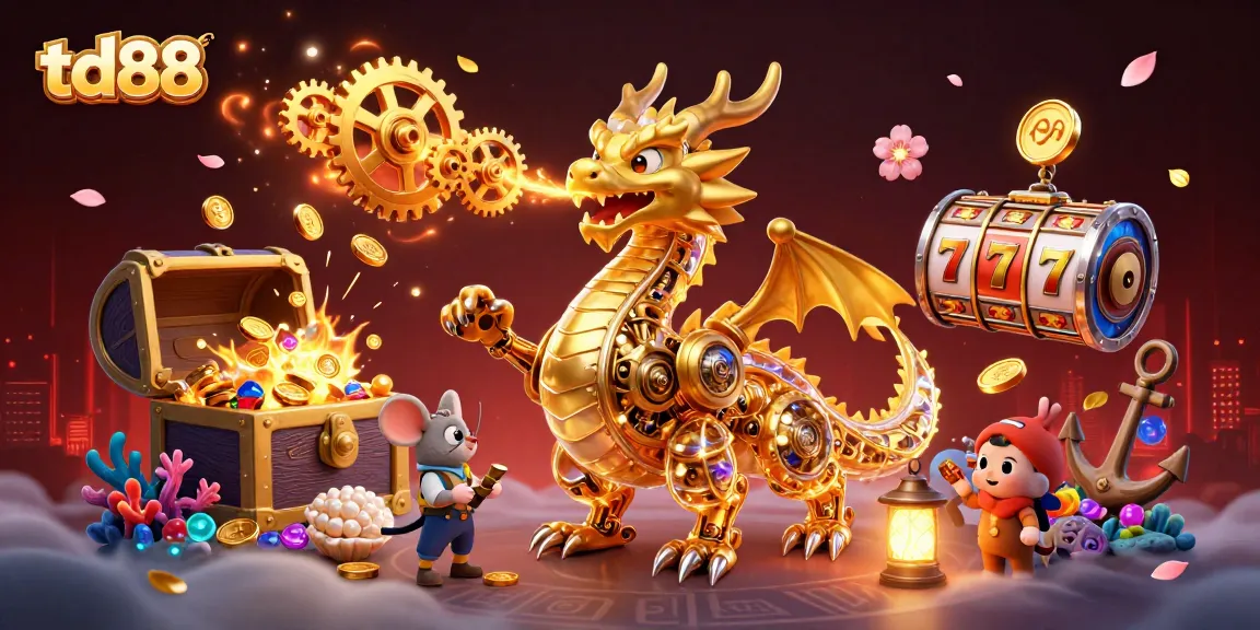 Play thrilling slot games at td88 featuring an enchanting dragon and treasure-filled underwater scene.