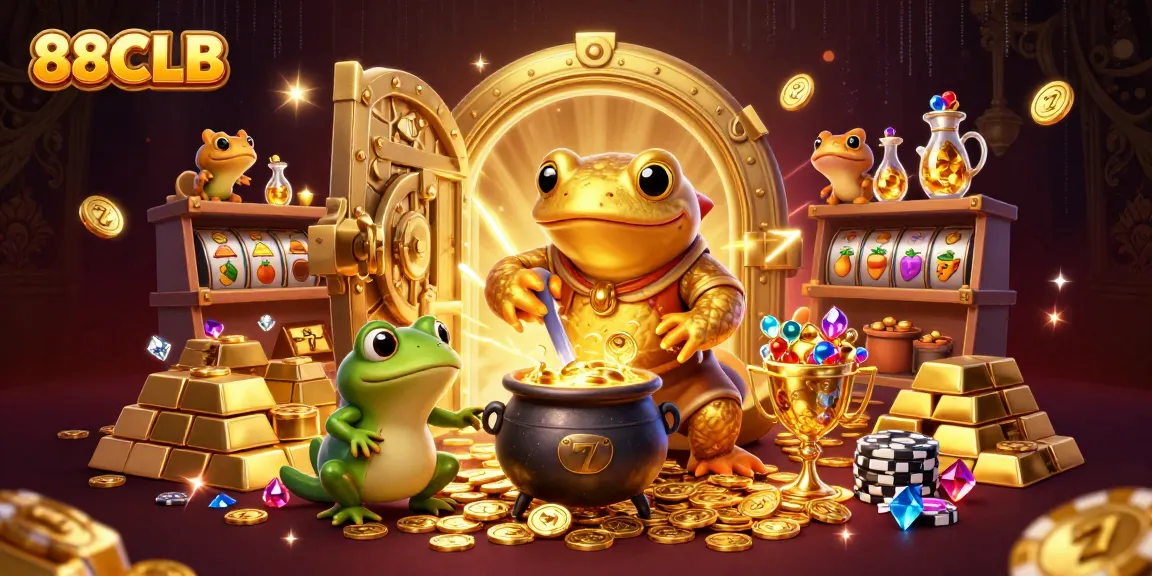 Experience big wins at 88CLB with dynamic casino action featuring a golden alchemist and rich treasures.
